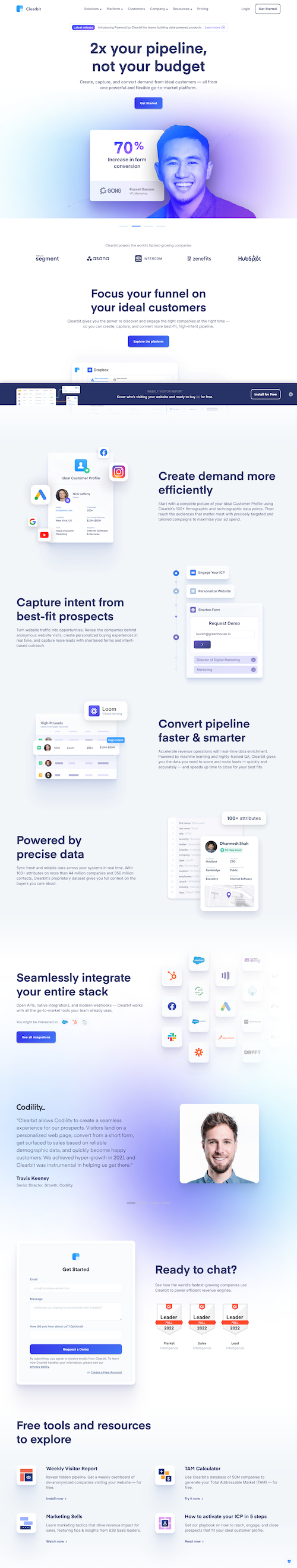 Clearbit Landing Page