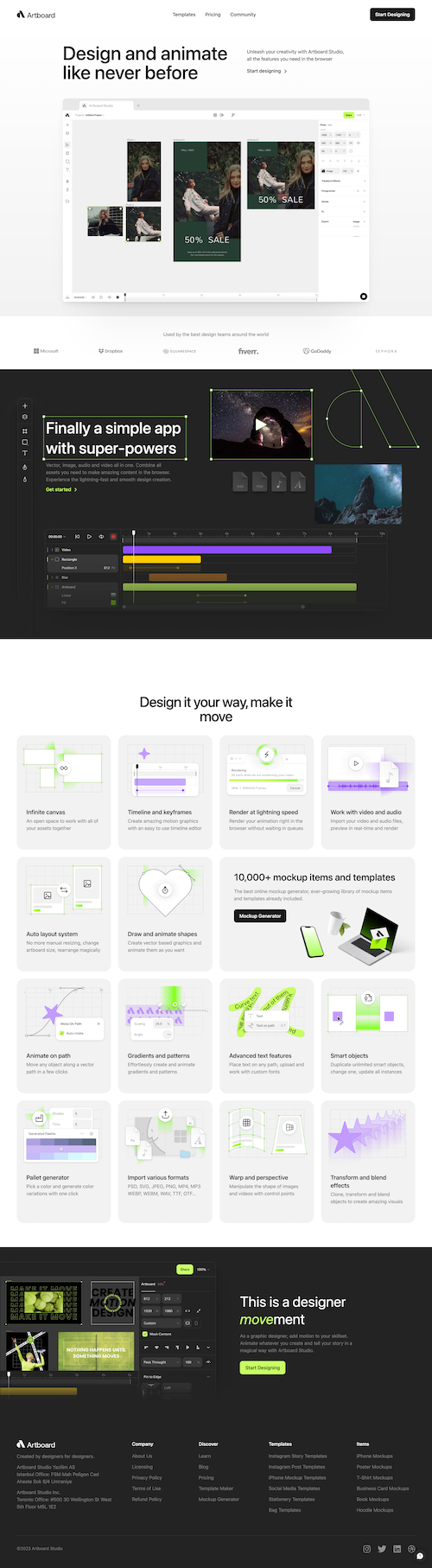 Artboard Studio Landing Page