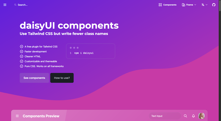 daisyUI components