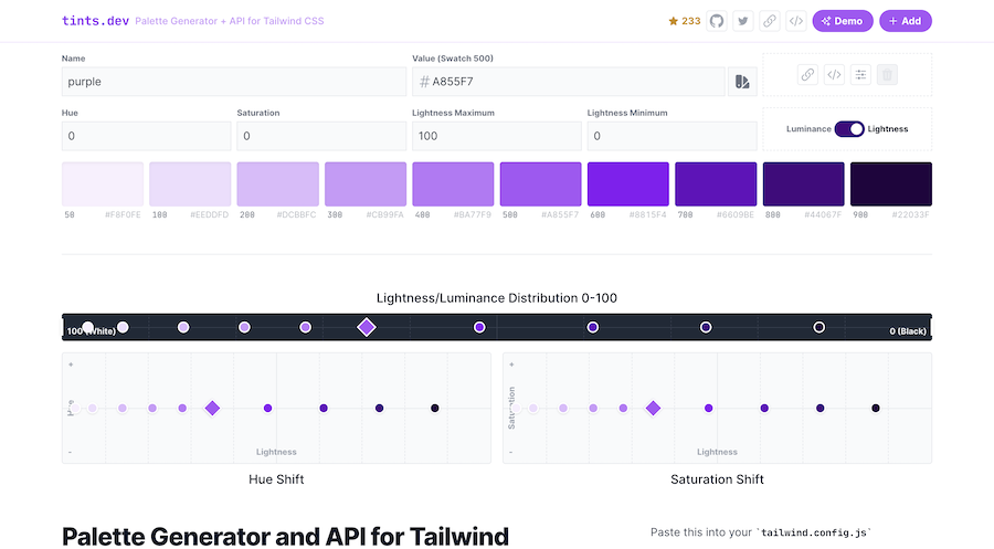 Tailwind CSS Palette Generator