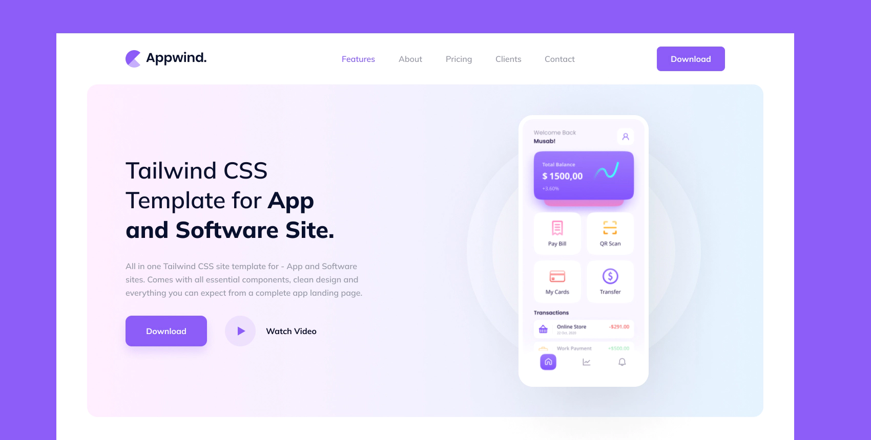 Mobile App Landing Page Template
