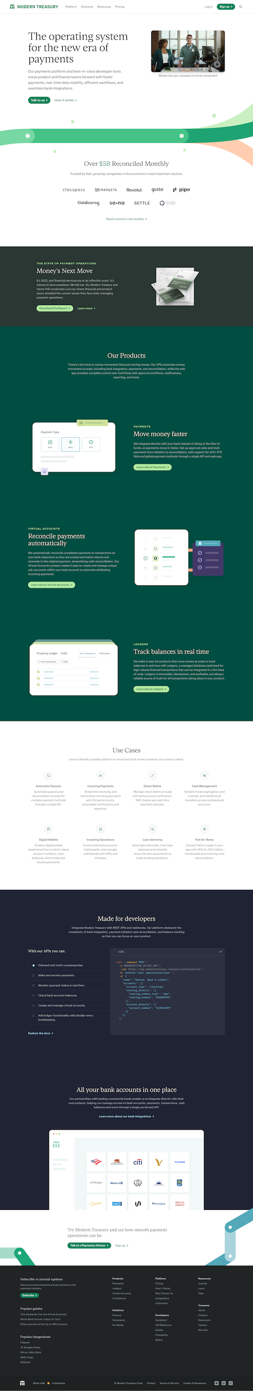 Modern Treasury Landing Page