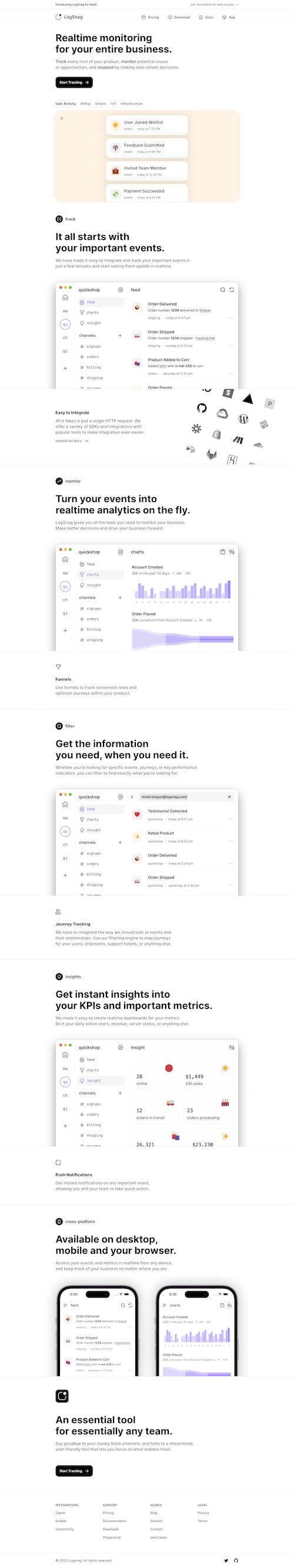 LogSnag Landing Page