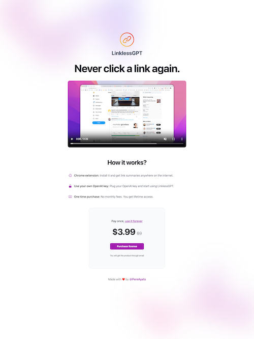 LinklessGPT Landing Page