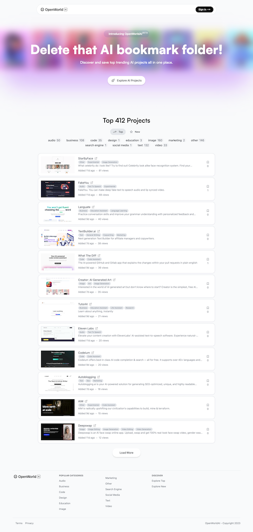 OpenWorldAI Landing Page