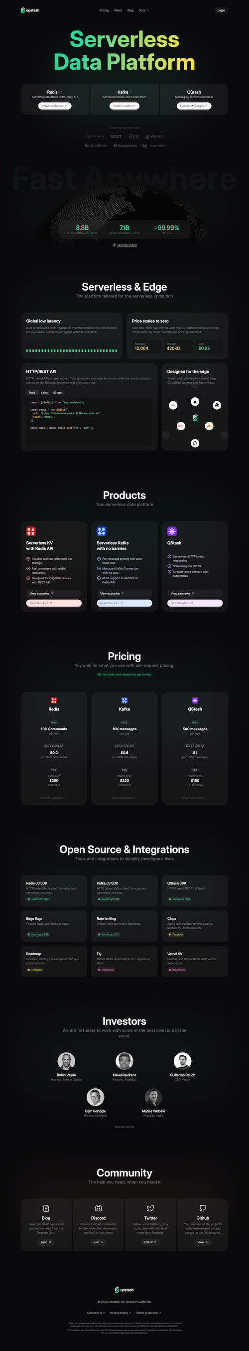 Upstash Landing Page