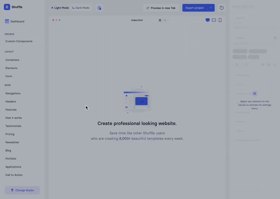 Shuffle Tailwind Editor