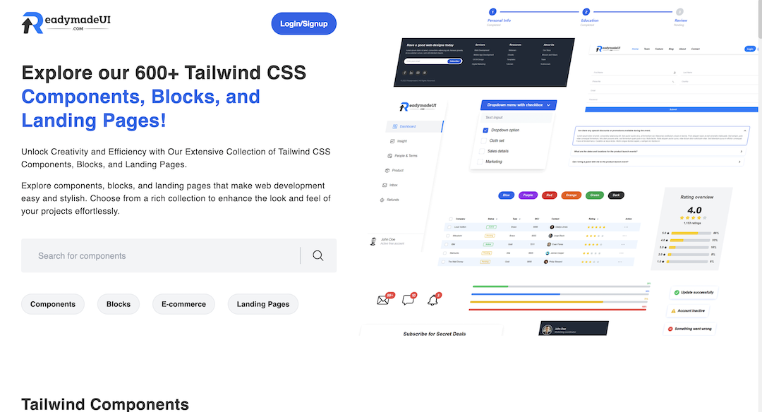 ReadymadeUI Component Library